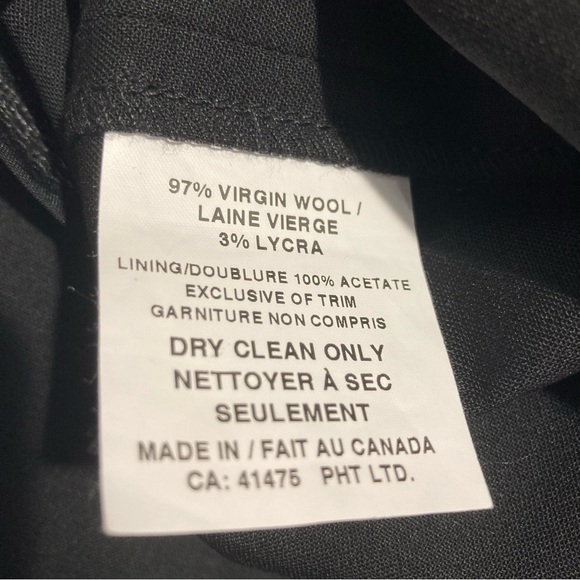 BAIA Sz 8 97% Wool 3% Lycra Unlined Wide Leg Pockets Cuffed Hem Pants Trousers - Picture 7 of 8